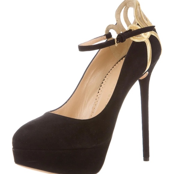 Charlotte Olympia Sabrina Black Platform with Gold Shoes size 6 - Picture 5 of 13